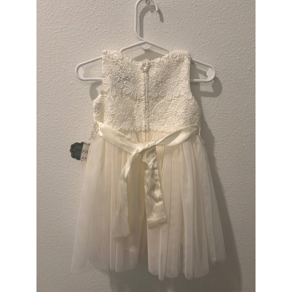 Popatu Baby Girls Ivory Floral Lace Tulle Special Occasion Dress 12M - Picture 5 of 5